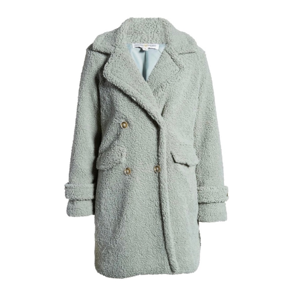 Long Cosy Fury Mint Light Green Teddy Coat